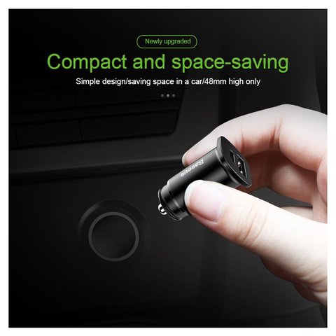 Автомобильное зарядное устройство Baseus PPS Car Charger, черное, Quick Charge, 30 Вт, 2 порта, 12-24 B, #CCALL-AS01 Превью 1
