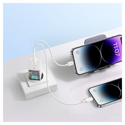 Mains Charger Baseus GaN5 Pro, (40 W, Quick Charge, white, 2 outputs) #CCGP180102 Preview 1