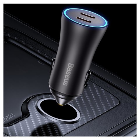 Car Charger Baseus Golden Contactor Pro, (gray, Quick Charge, 40 W, 5 A, 2 outputs, 12-24 V) #CGJP000013 Preview 3