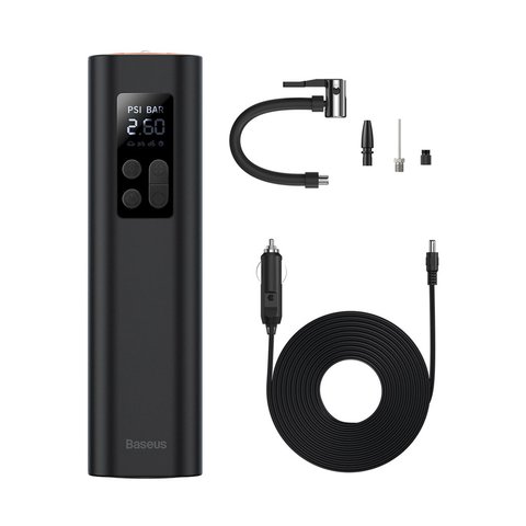 Компрессор Baseus Dynamic Eye Inflator Pump, черный, 120 Вт, с фонариком, с манометром, с дисплеем, c кабелем, 5-150 PSI, #CRCQ000001 Превью 1