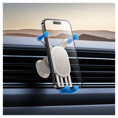 Автомобильный держатель Baseus Stable Series Air, бежевый, на дефлектор, #SUWX020002 Превью 3