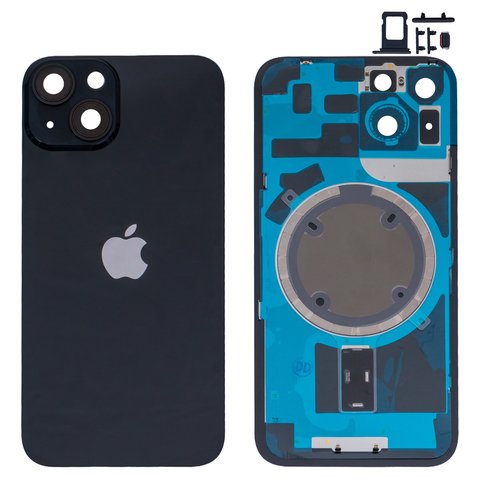 Housing compatible with iPhone 14, (black, with SIM card holders, with side button, HC, Global, midnight) Preview 1