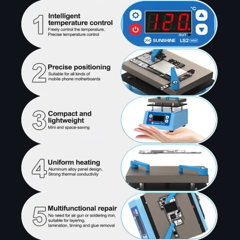 Plataforma de precalentamiento Sunshine LS2 mini, 0-260°С Vista previa  5