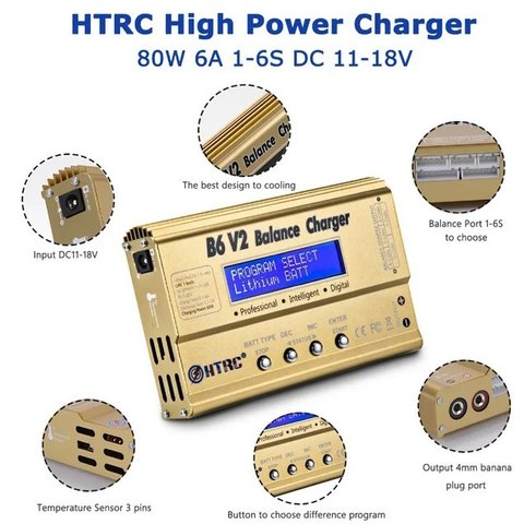 Зарядний пристрій HTRC B6 V2, 80W Прев'ю 2