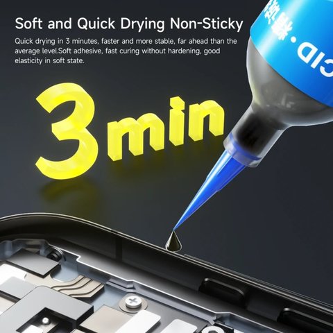 Клей JCID TP-010B, поліуретановий, чорний, швидковисихаючий, для приклеювання задніх кришок, для дисплейних рамок, 10 мл Прев'ю 1