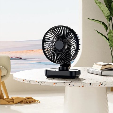 Вентилятор D606Y, черный, с дисплеем, с держателем, с аккумулятором, настольный, USB тип-C Превью 1